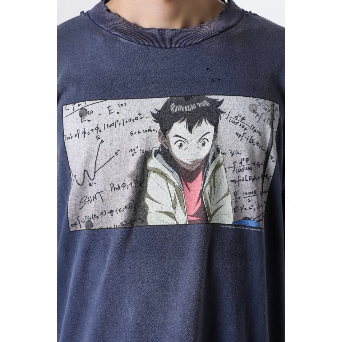 PLUTO x SAINT Mxxxxxx PLUTO SS TEE/Pluto co-branded retro tee Pluto distressed hole short sleeves Washed blue S-XL The washing and destruction process have reached the highest peak in the brand's history The real thing is quite acceptable This tee is derived from Osamu Tezuka's landmark masterpiece Customized original consistent main mark/wash mark Original consistent cylindrical OE yarn fabric